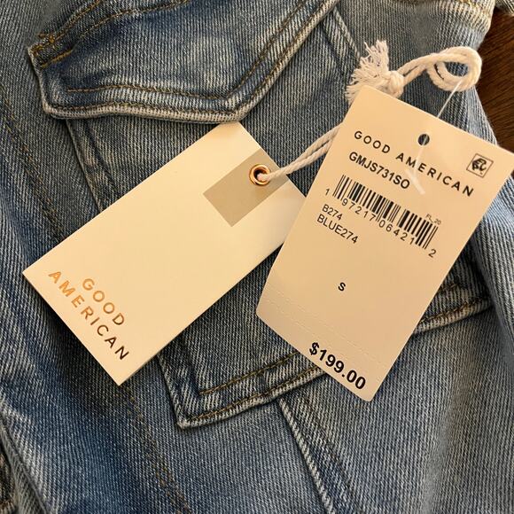 Good American Fit for Success Short Sleeve Denim Jumpsuit Blue Size Small - Picture 11 of 11